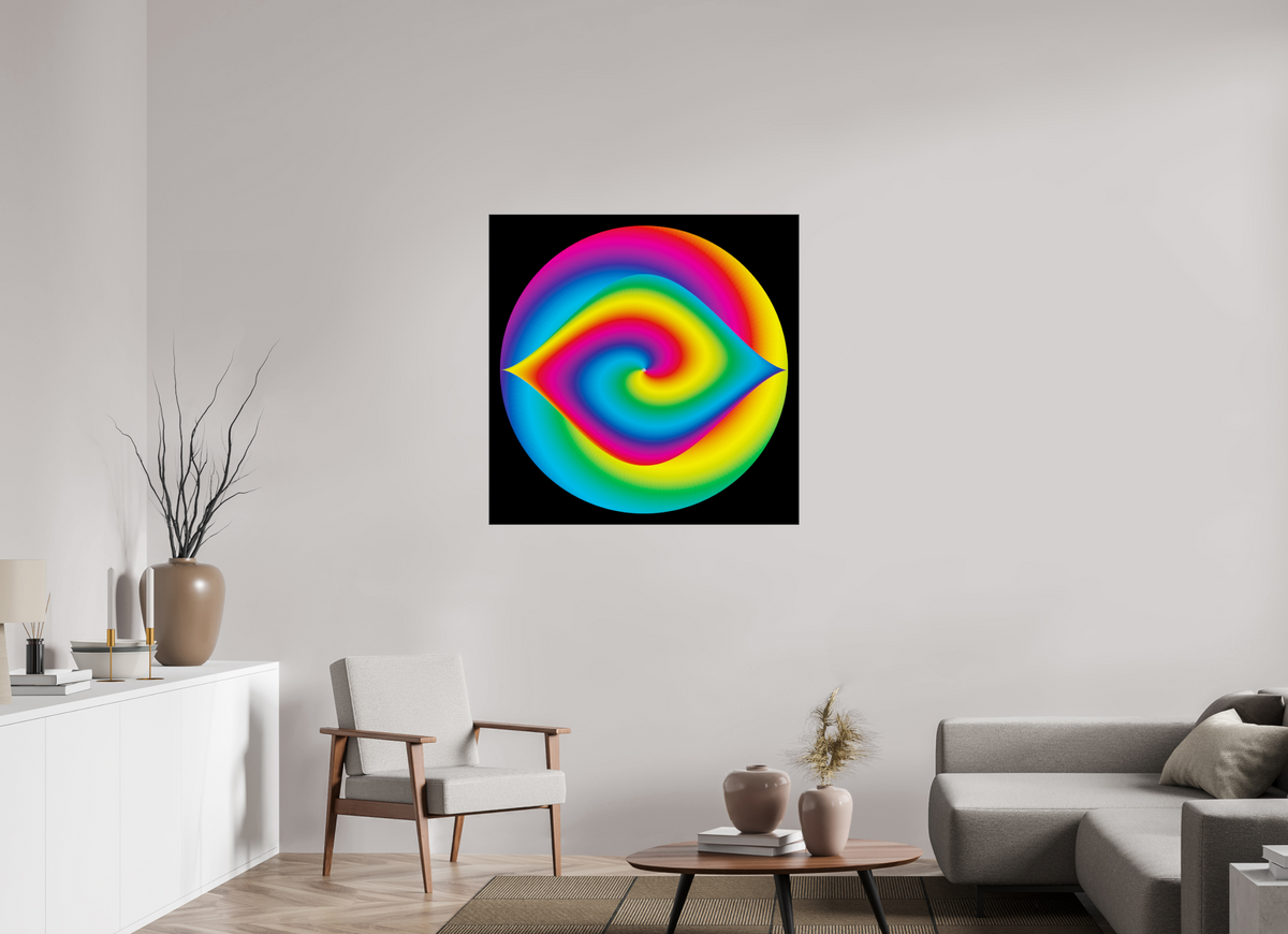 100 x 100 cm, Acryl 6mm SlimeLine schwarz 077 Buntes Auge