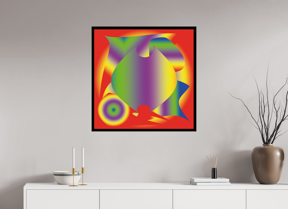80 x 80 cm, Foto hinter Acryl Glas glänzend, Slim Line schwarz 063 Hoffnungsvolles Chaos