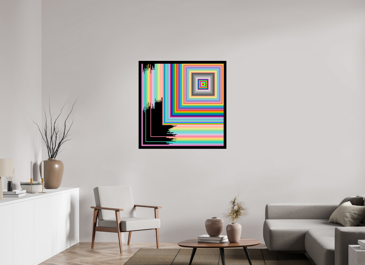 100 x 100 cm, Foto hinter Acryl Glas glänzend, Slim Line schwarz 056 Quadrat Nr. 9 unvollendet