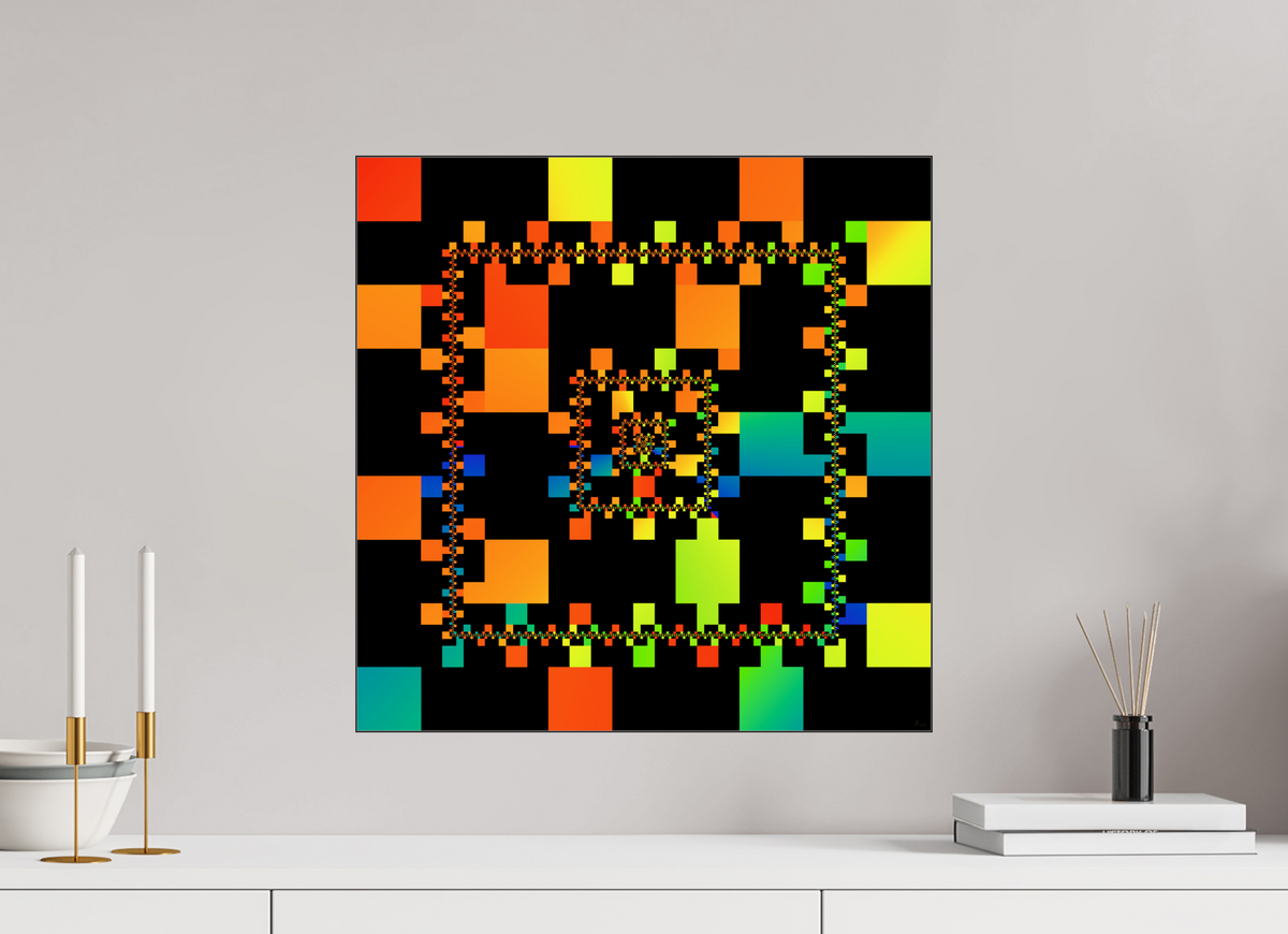 50 x 50 cm, Foto hinter Acryl Glas glänzend, Slim Line schwarz 073 Stadt bei Nacht NEU März 2026