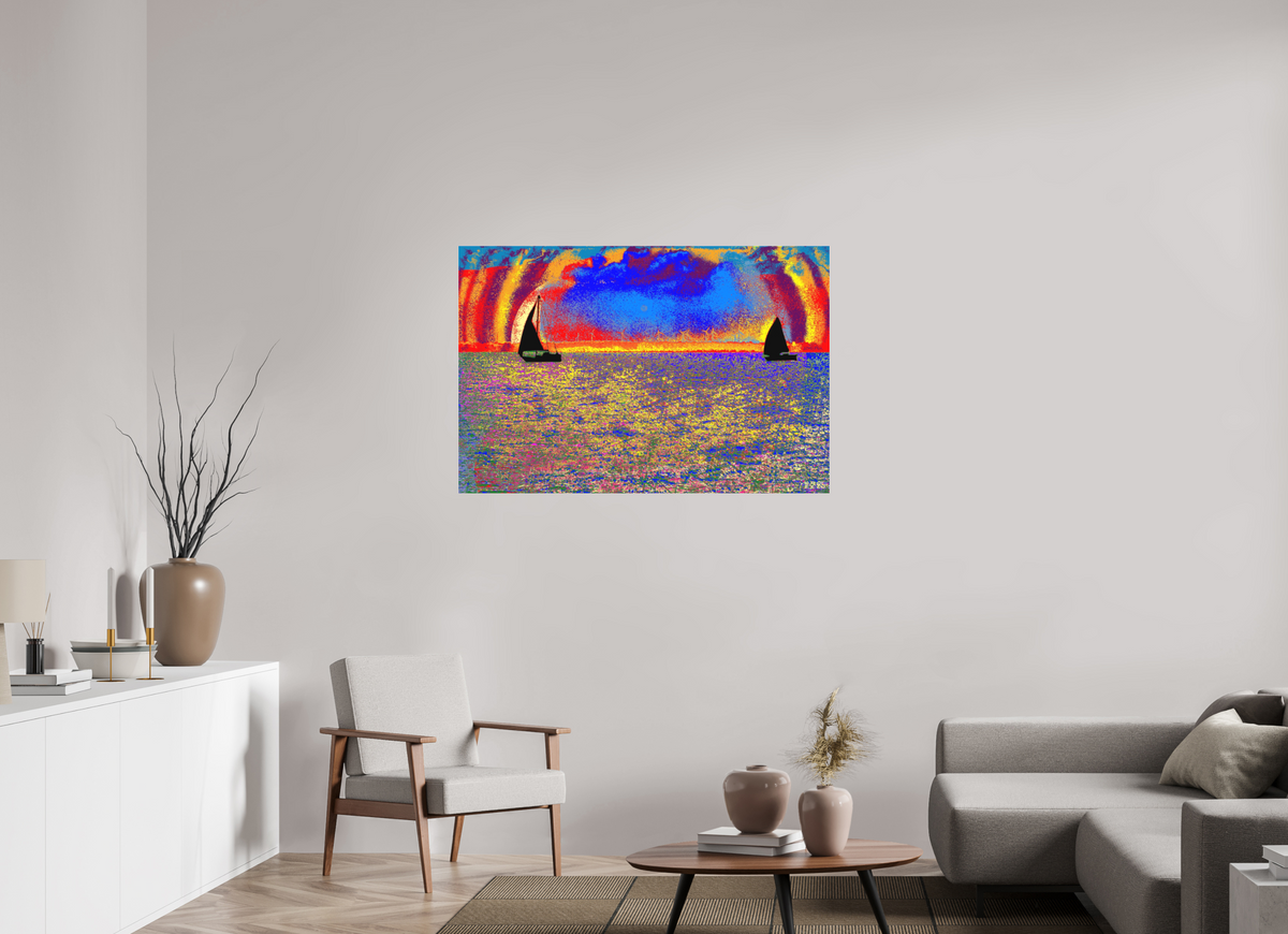 120 x 80 cm, Foto-Abzug hinter Acrylglas matt 755 Zwei Segel im Meer