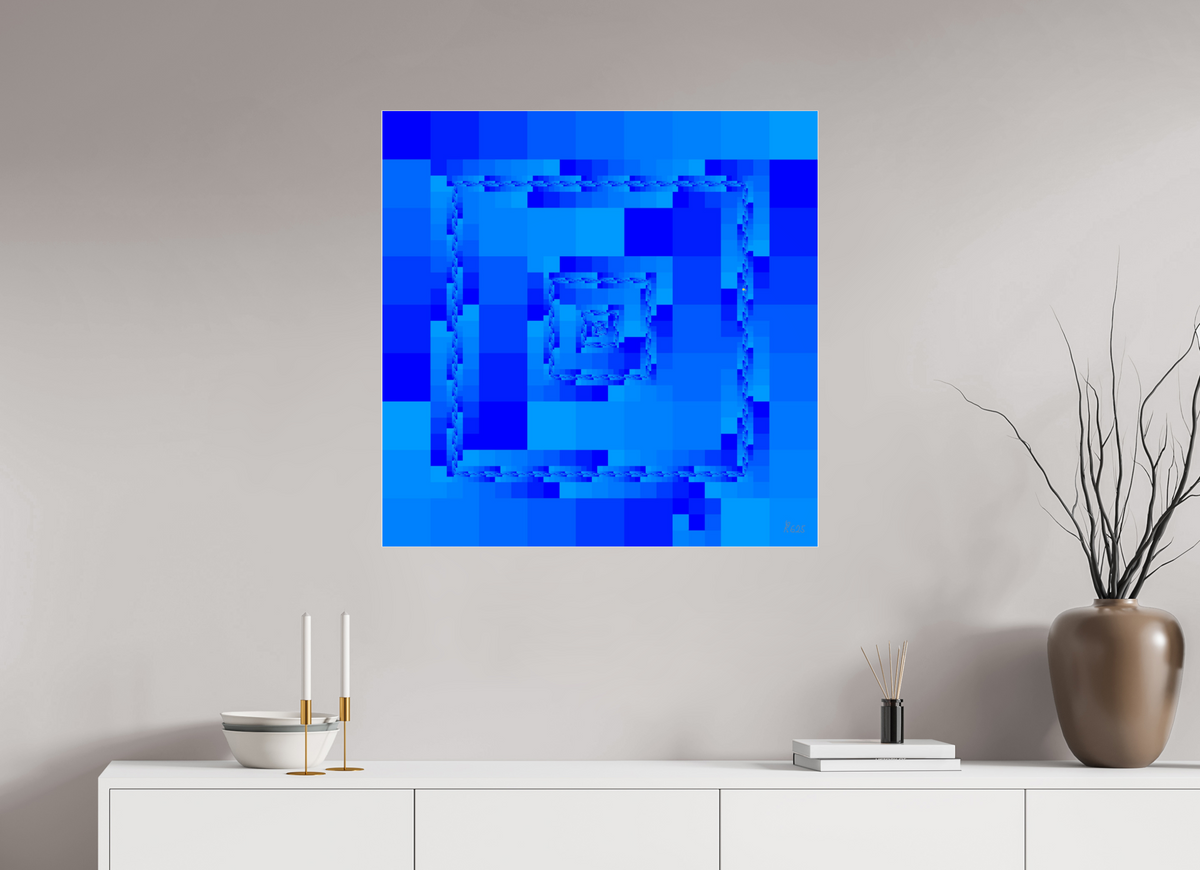 80 x 80 cm, Fotoabzug hinter Acrylglas glänzend, Slim Line silber 121 Rahmen im Rahmen