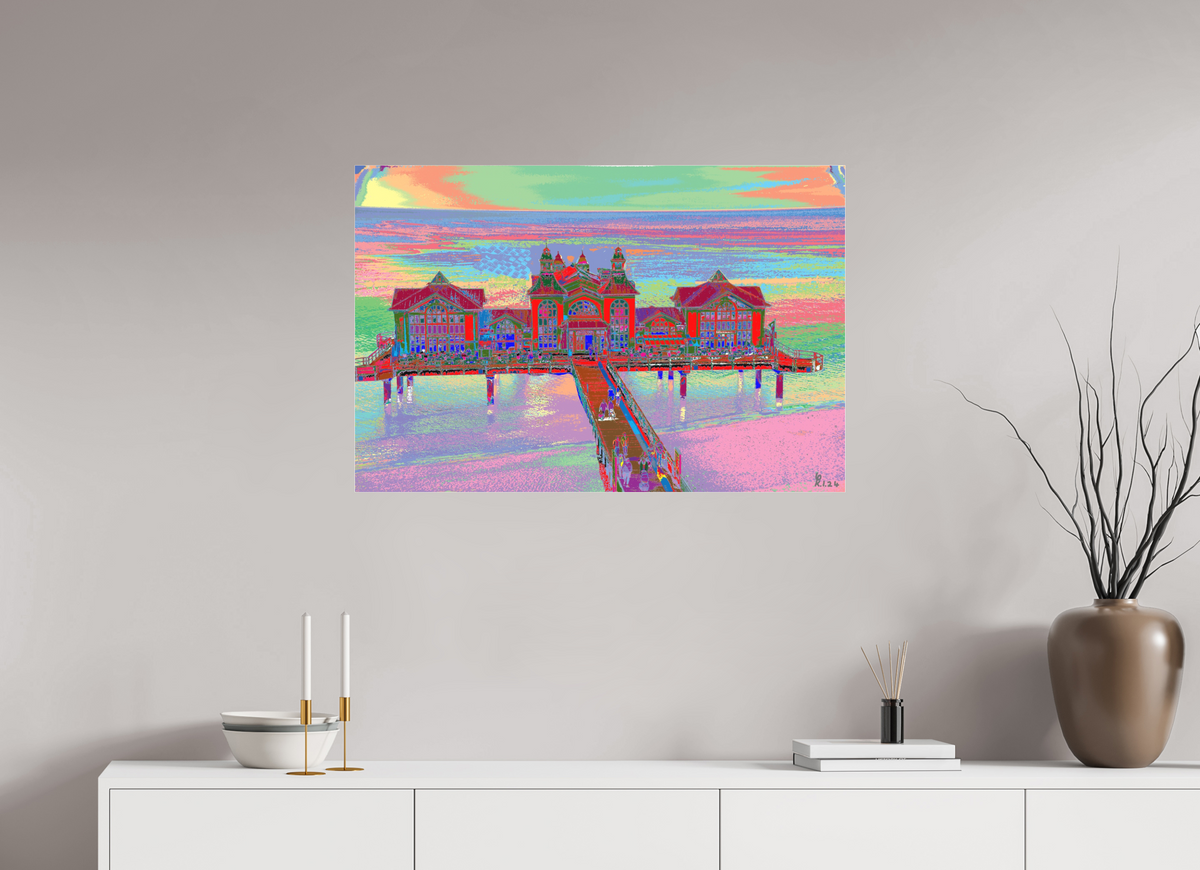 90 x 60 cm, Foto-Abzug hinter Acrylglas matt 722 Seebrücke Sellin