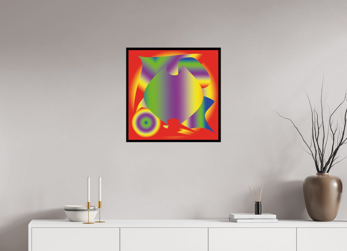 60 x 60 cm, Foto hinter Acryl Glas glänzend, Slim Line schwarz 063 Hoffnungsvolles Chaos