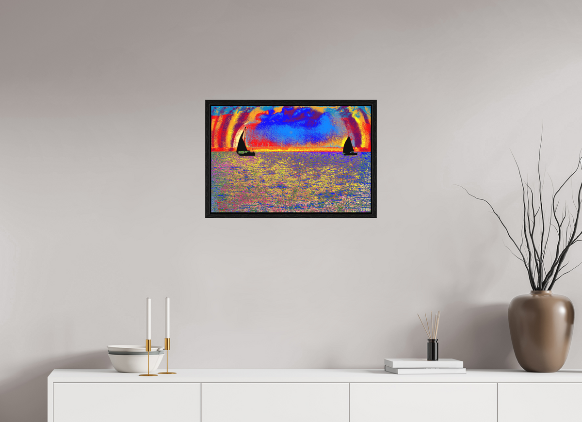 60 x 40 cm, Acryl Matt, Basel 15mm Eiche schwarz 755 Zwei Segel im Meer