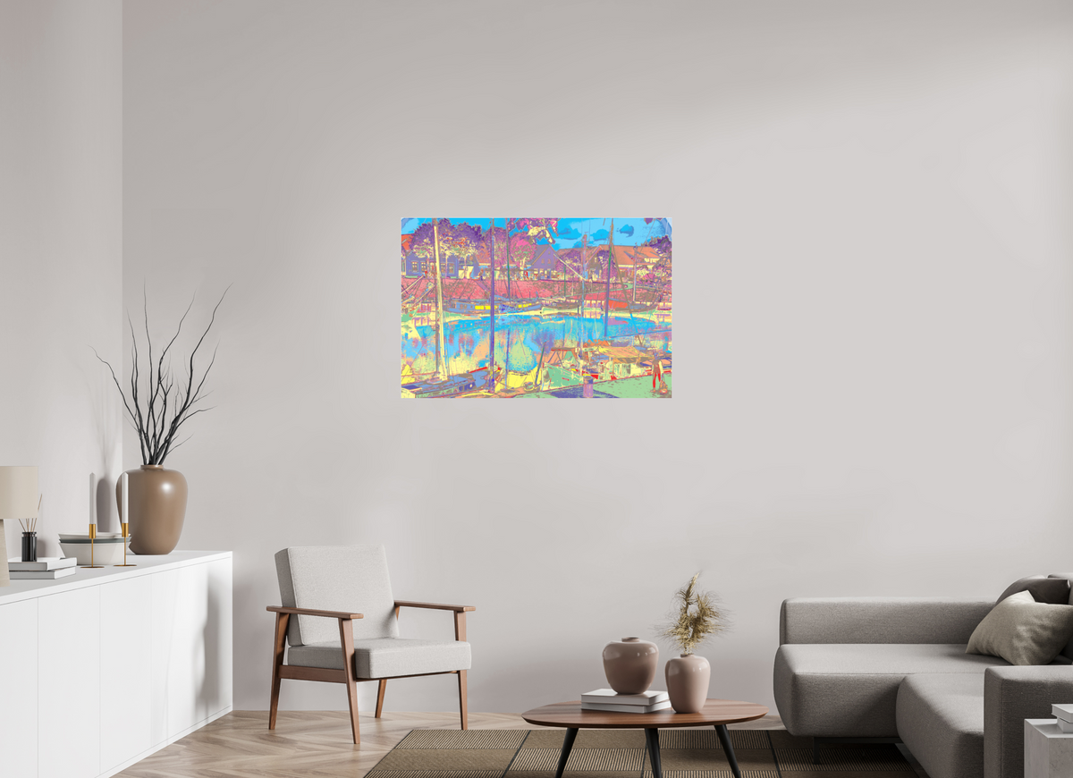 105 x 70 cm, Foto-Abzug hinter Acrylglas matt 730 Carolinensiel Hafen