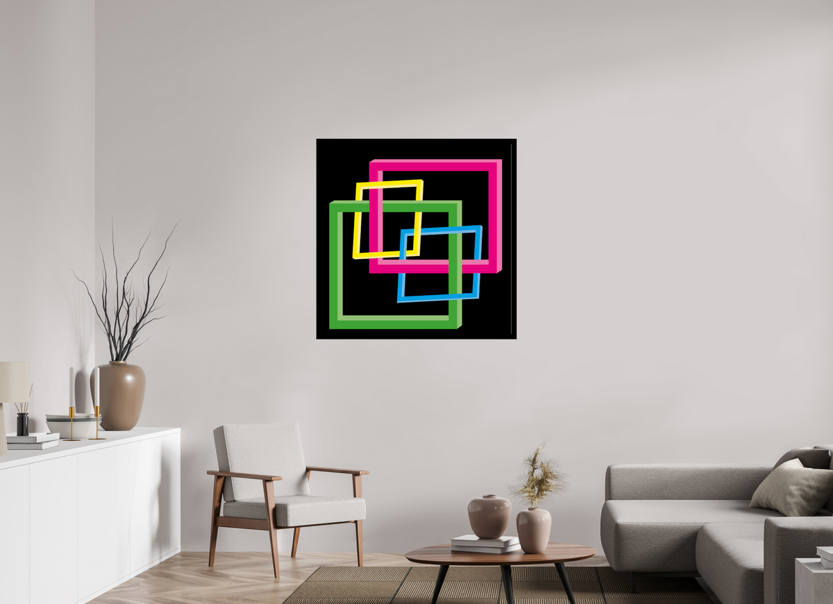 100 x 100 cm, Foto hinter Acryl Glas glänzend, Slim Line schwarz 040 Verschränkte Spektren